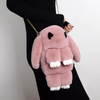 Fashion Ladies Faux Fur Cartoon Rabbit Chain Shoulder Hand Bag for Girls