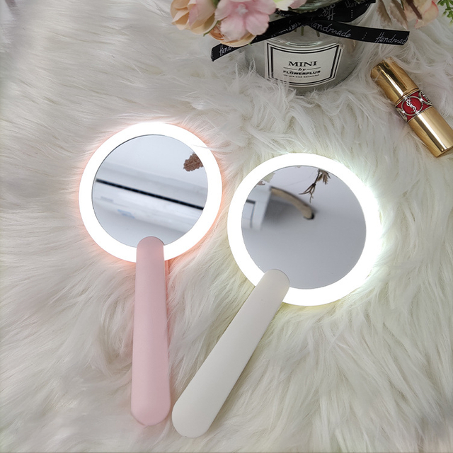 Travel Pocket Foldable Handheld Mini Vanity Cosmetic Makeup Mirror with LED Light