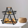 2 tier Multi-purpose iron fruit basket Bread storage basket with handle