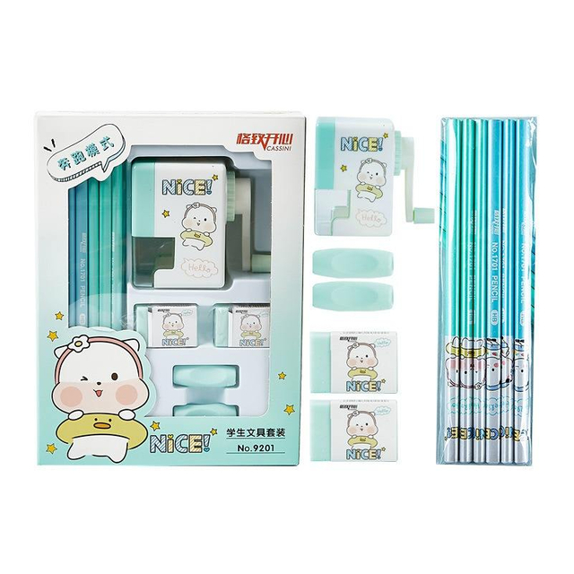 17 Pieces set Pencil Sharpener Eraser Pen Gripper Kids Gifts Stationery Set