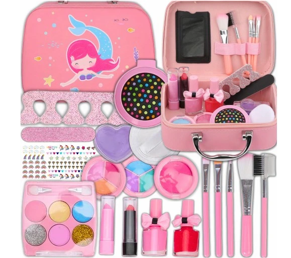 Girl makeup cosmetics and nail shadows cosmetic box