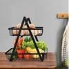 2 tier Multi-purpose iron fruit basket Bread storage basket with handle